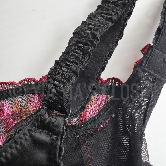 Empreinte 32C Rose 08129 Black/Red Underwire Balcony/Demi Lace Bra - NEW Pin-Up - Picture 11 of 15